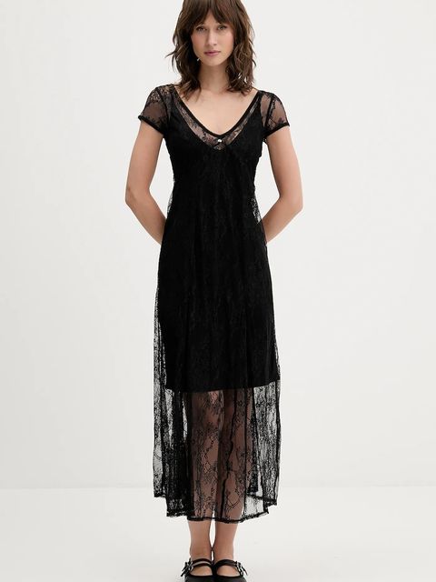 Tommy Jeans sukienka kolor czarny maxi rozkloszowana DW0DW21507 - zdjęcie produktu nr 1