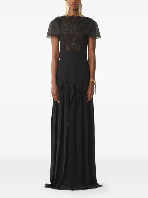 Lanvin lace-detail pleated maxi dress - Black - zdjęcie produktu nr 2