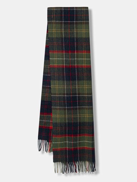 Barbour szalik wełniany kolor zielony wzorzysty USC0387 - zdjęcie produktu nr 1