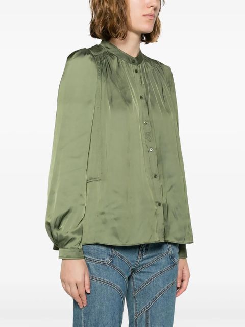 Zadig&Voltaire Tchin satin-finish ruched-detailed shirt - Green