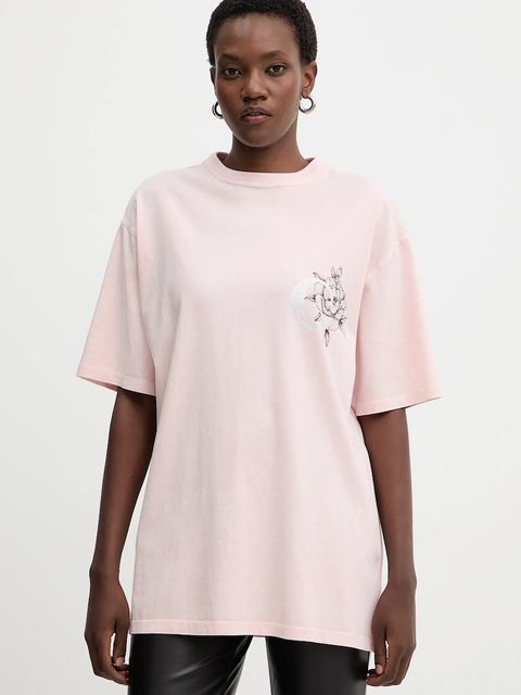 Guess t-shirt bawełniany damski kolor różowy W5BI19 I3Z14