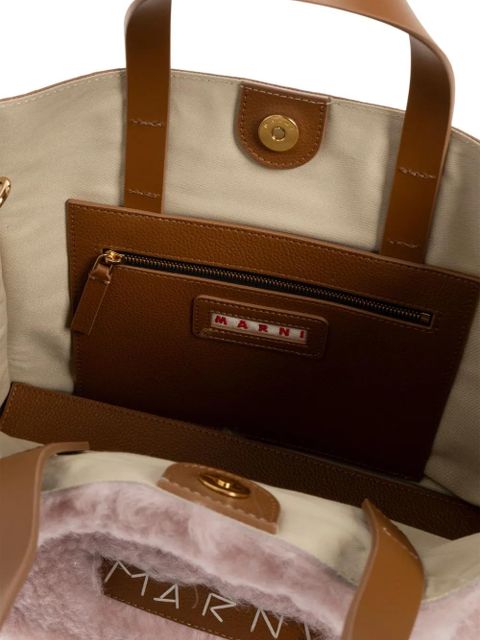 Marni fur-trimmed tote bag - Pink