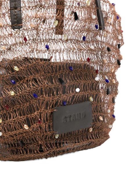 STAUD Jewel beaded tote bag - Brown
