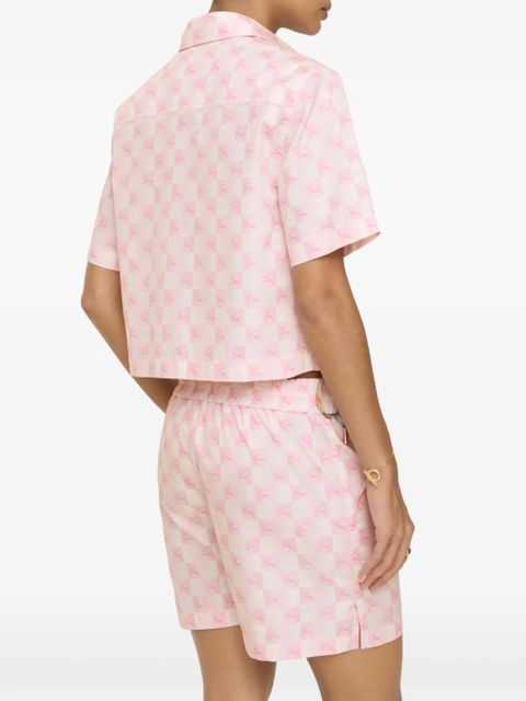 Burberry cropped EKD checkerboard​ cotton shirt - Pink