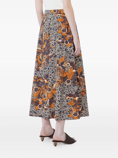Weekend Max Mara floral-print midi cotton skirt - Blue