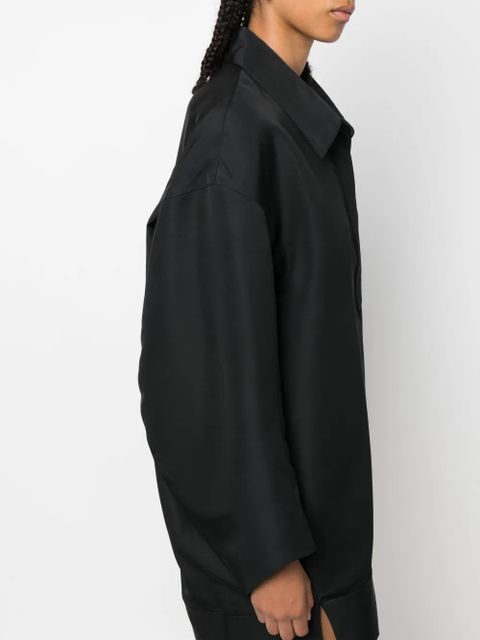 KHAITE The Kal faille mini shirtdress - Black