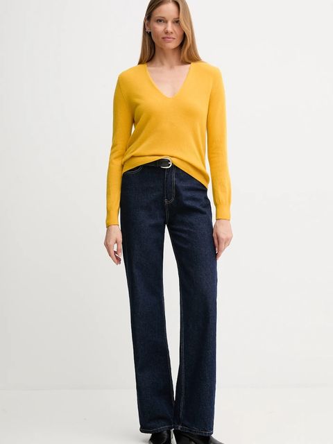 United Colors of Benetton sweter wełniany damski kolor żółty lekki 1002D401Y - zdjęcie produktu nr 2