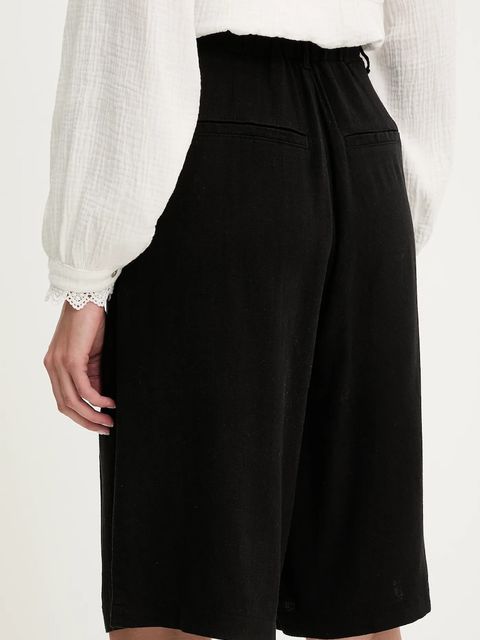 Answear.LAB szorty lniane damskie kolor czarny gładkie high waist