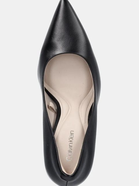 Calvin Klein szpilki skórzane HEEL PUMP 90 - LTH kolor czarny HW0HW02336