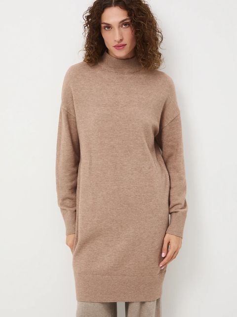 Medicine sukienka kolor beżowy midi prosta - zdjęcie produktu nr 2