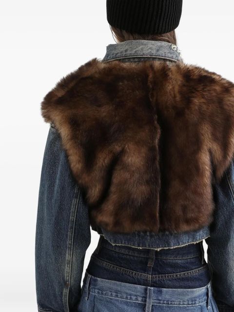 Dolce & Gabbana fur-trimmed denim jacket - Brown
