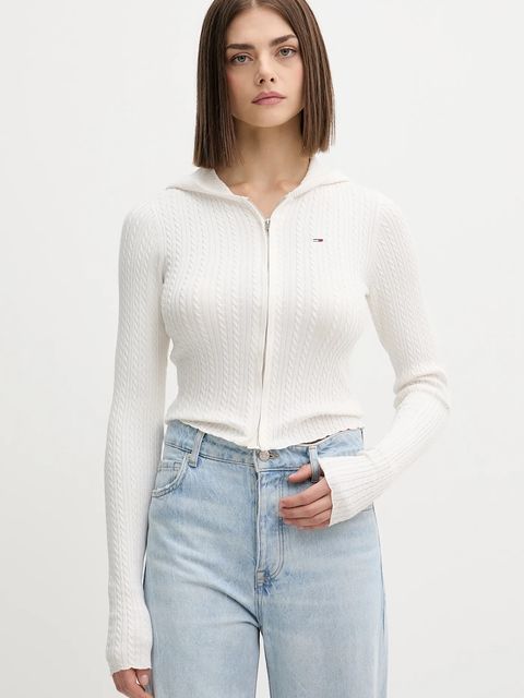 Tommy Jeans kardigan damski kolor biały lekki DW0DW21673 - zdjęcie produktu nr 1