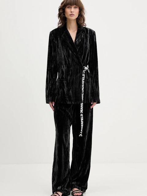 Karl Lagerfeld Jeans marynarka kolor czarny jednorzędowa gładka A4W14055 - zdjęcie produktu nr 2