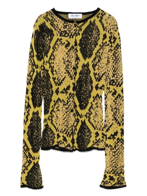 The Attico snakeskin-intarsia cardigan - Yellow - zdjęcie produktu nr 1
