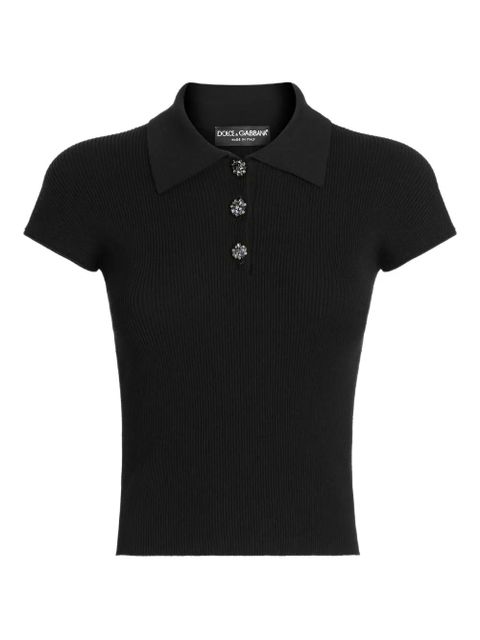 Dolce & Gabbana buttoned short-sleeve polo top - Black - zdjęcie produktu nr 1