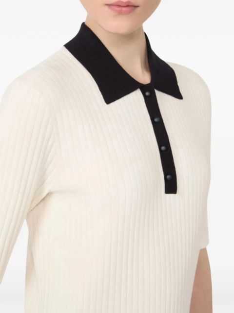 Max Mara button ribbed polo top - Neutrals