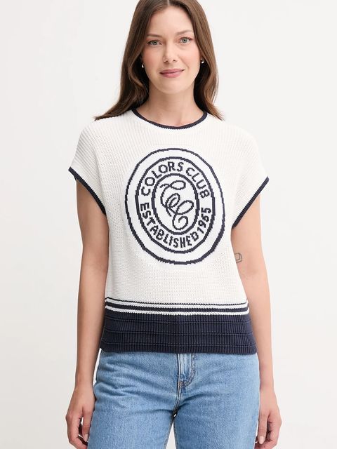 United Colors of Benetton kamizelka bawełniana damski kolor biały 1494E10EH - zdjęcie produktu nr 1