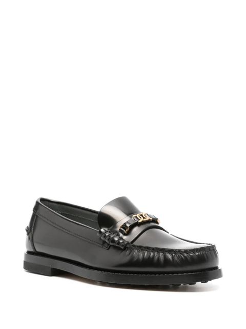 Tod's chain-detail leather loafers - Black