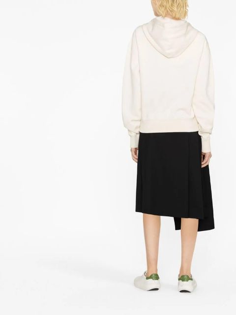 Jil Sander logo-patch drawstring hoodie - Neutrals