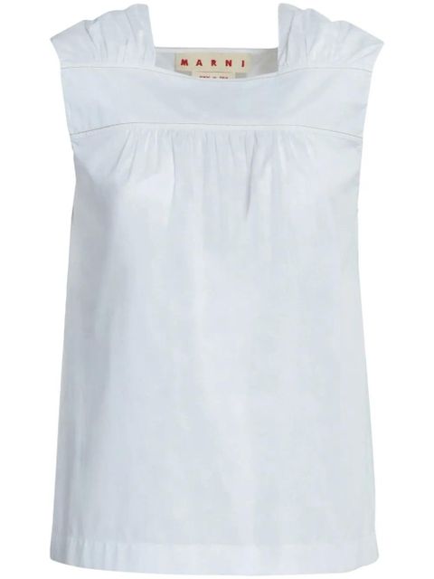 Marni ruched sleeveless cotton top - White - zdjęcie produktu nr 1