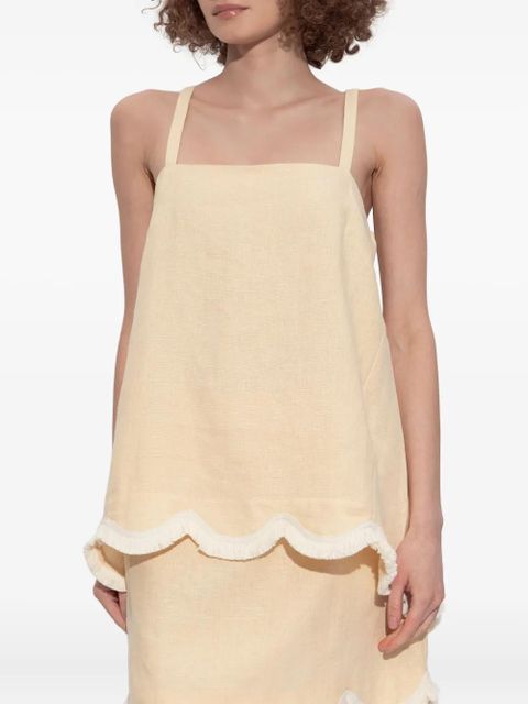 Posse Essie scalloped-hem fringed top - Yellow