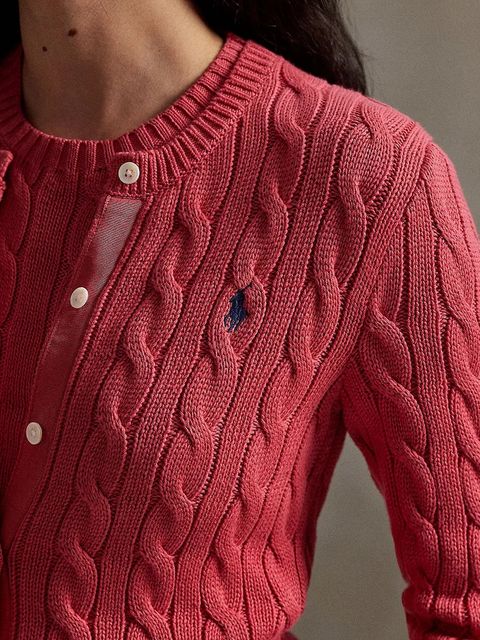 Polo Ralph Lauren kardigan bawełniany damski kolor czerwony 211971868