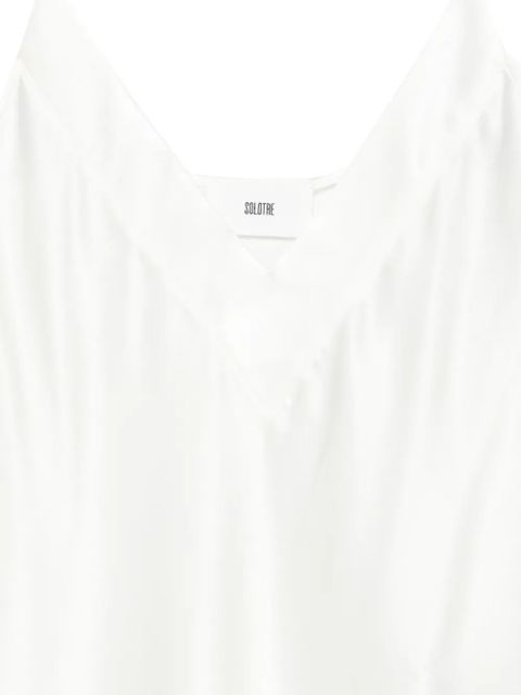 SOLOTRE satin V-neck top - Neutrals