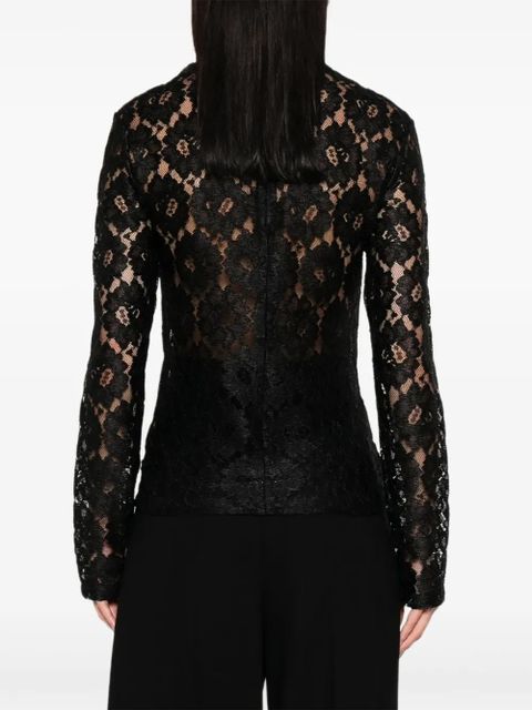 Róhe lace mock-neck T-shirt - Black