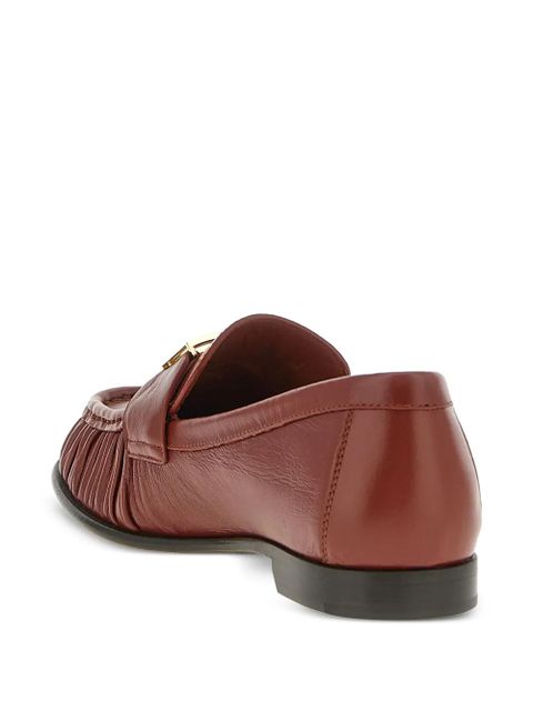 FENDI curled metal detail baguette loafers - Brown