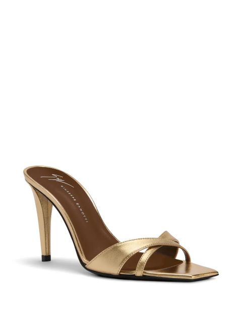 Giuseppe Zanotti Intriigo square toe heeled sandals - Gold - zdjęcie produktu nr 2