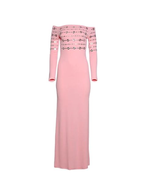 Rabanne ring-embellished off-shoulder dress - Pink - zdjęcie produktu nr 1