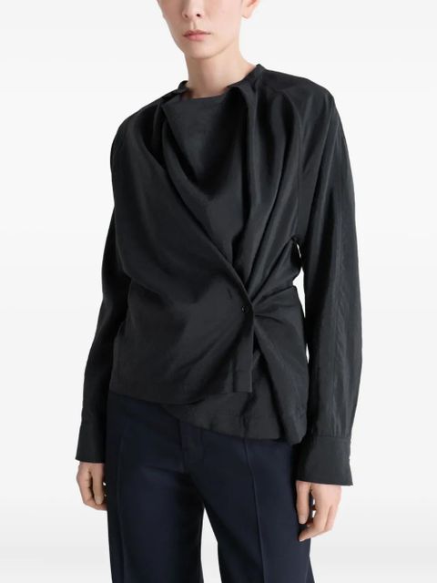 LEMAIRE pleated raglan-sleeve shirt - Black