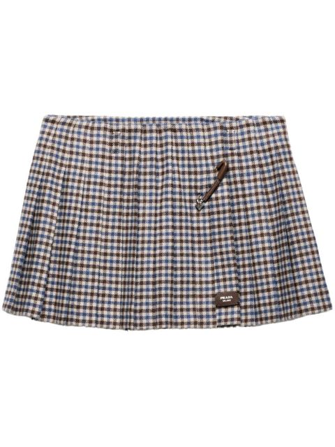 Prada checked wool mini skirt - Brown - zdjęcie produktu nr 1