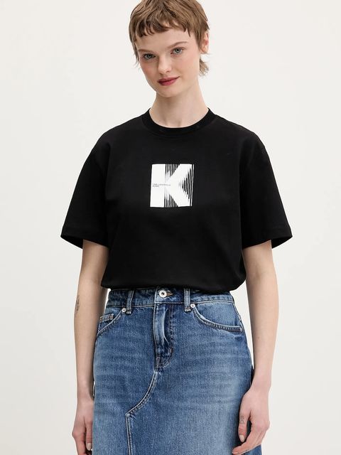 Karl Lagerfeld Jeans t-shirt bawełniany damski kolor czarny B1W17055 - zdjęcie produktu nr 1