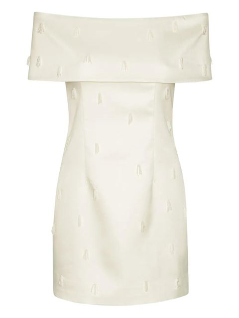 ROTATE BIRGER CHRISTENSEN off-shoulder beaded minidress - White - zdjęcie produktu nr 1