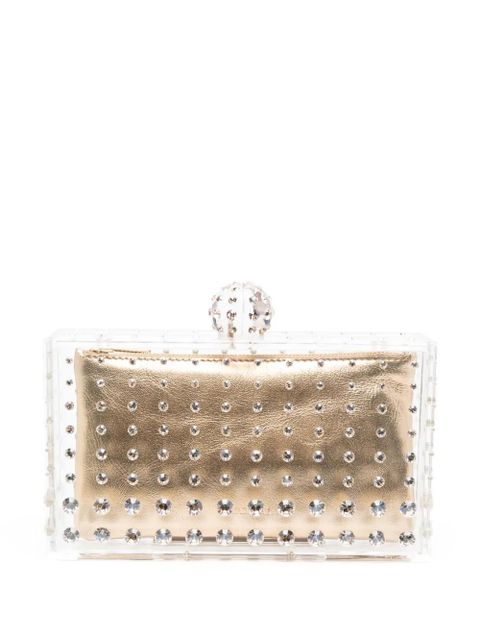 Aquazzura crystal-embellished transparent clutch - Gold - zdjęcie produktu nr 1
