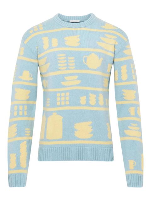 JW Anderson crockery-jacquard jumper - Blue - zdjęcie produktu nr 1