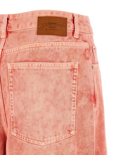 GANNI floral-appliqué cargo jeans - Orange