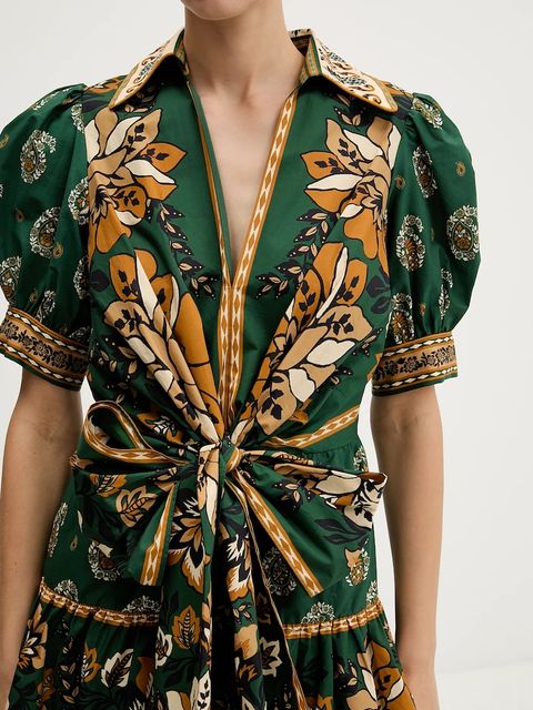 Farm Rio sukienka bawełniana kolor zielony mini rozkloszowana 351134