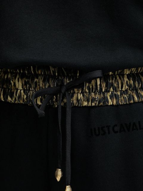 Just Cavalli bluza bawełniana damska kolor czarny gładka 79PAIE20 CF100