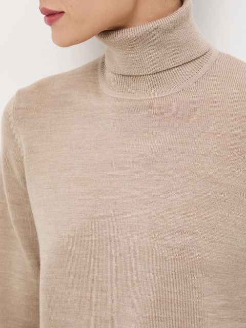 Medicine sweter z wełny merino kolor beżowy z golfem