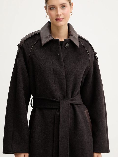 Mos Mosh płaszcz z dodatkiem wełny EVA kolor brązowy 172920