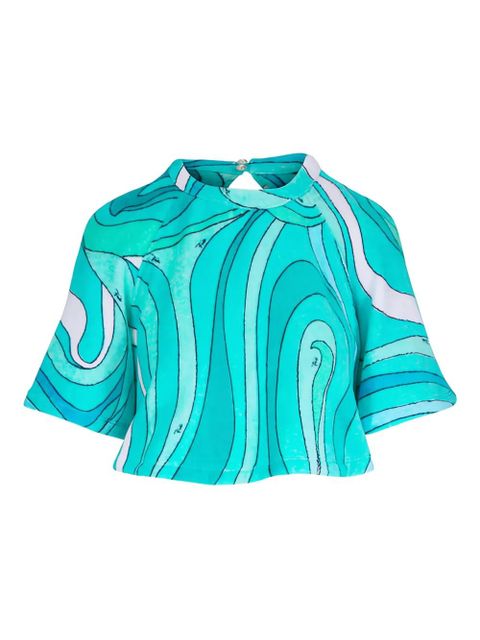 PUCCI Marmo-print cropped T-shirt - Blue - zdjęcie produktu nr 1