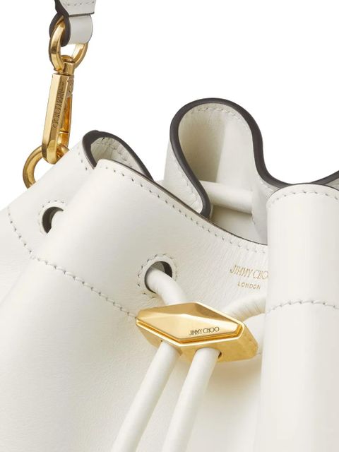 Jimmy Choo Cinch M leather bucket bag - White