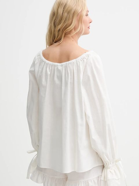 The Sleeper bluzka lniana damska kolor beżowy gładka CHBL06P009N