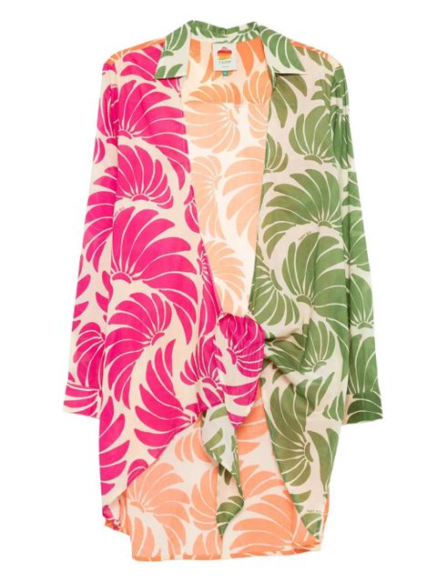 FARM Rio floral tie front dress - Neutrals - zdjęcie produktu nr 1