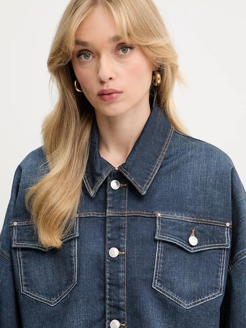 Guess kurtka koszulowa WESTERN kolor granatowy przejściowa oversize W5YN90 D0213