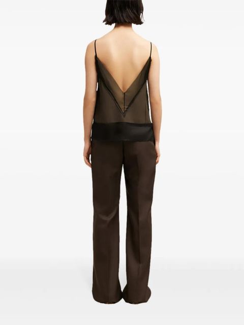 AMI Paris V-neck semi-sheer top - Brown