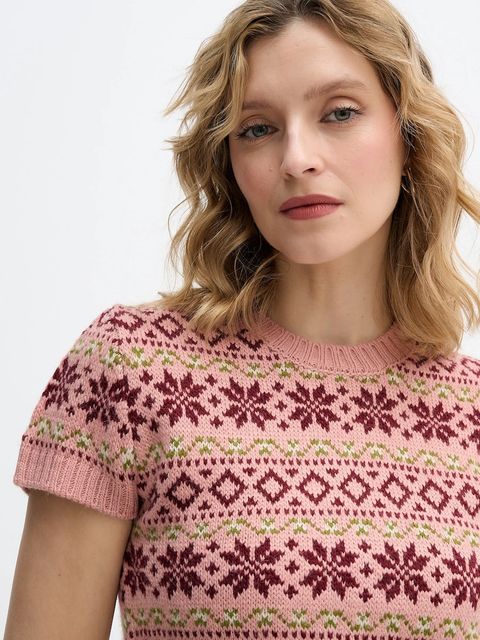 United Colors of Benetton sweter z dodatkiem wełny x Stranger Things damski kolor różowy 171RE10EN - zdjęcie produktu nr 1
