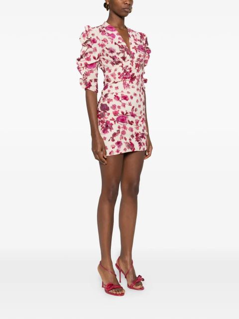 ISABEL MARANT ruffled flora-print mini dress - Neutrals